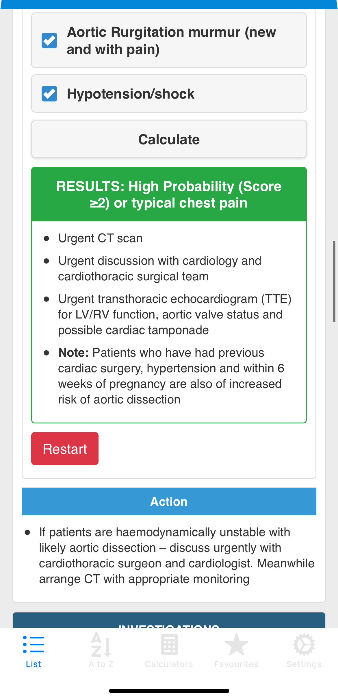 Decision tool screen
