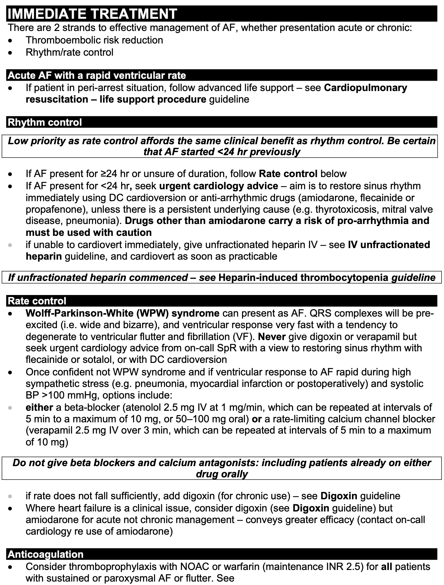 Original Atrial Fibrillation guideline, dense text